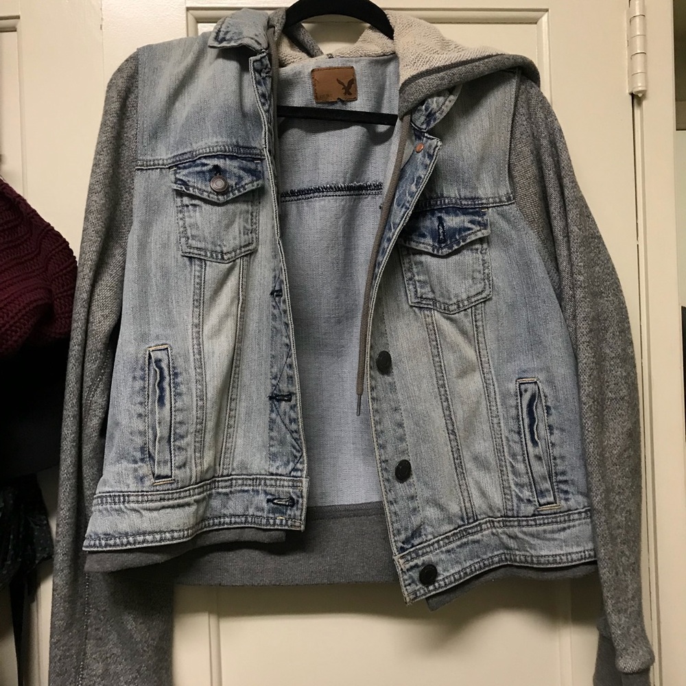 American Eagle Jean Sweatshirt Jacket